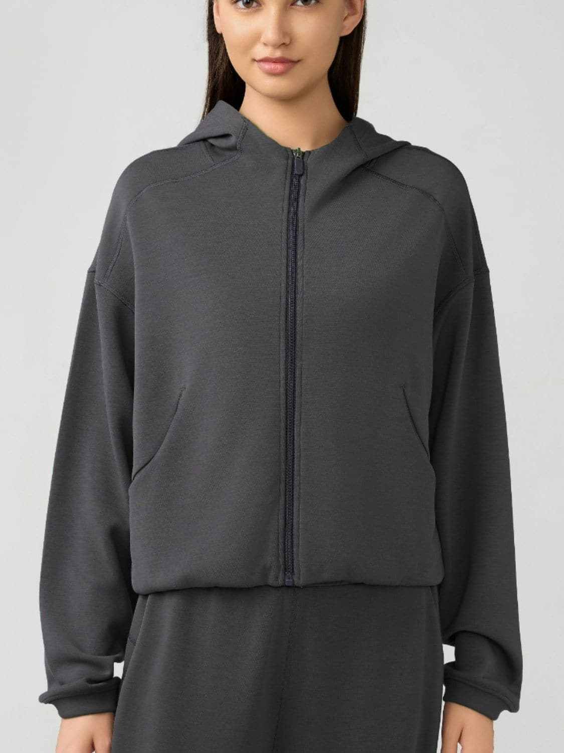 Hooded zip sweatshirt with pockets - Love Salve